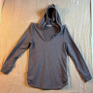 Barefoot Dreams Malibu Hoodie Ruched Side Soft Lounge‎ Gray Small